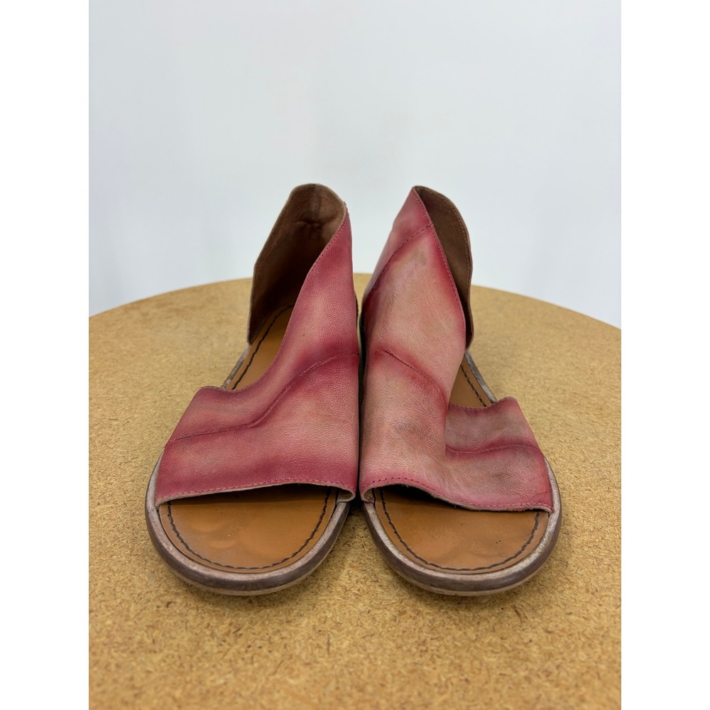 Free People Mont Blanc Washed Red Leather dOrsay Flat Sandals Womens - Picture 3 of 6